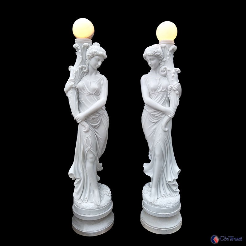 Customized carving decoration statue with lamp